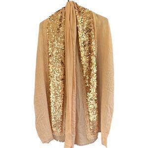 NWT Tory Burch Silk / Wool Sequined Shawl
Scarf Gold Tan Retail $275.00